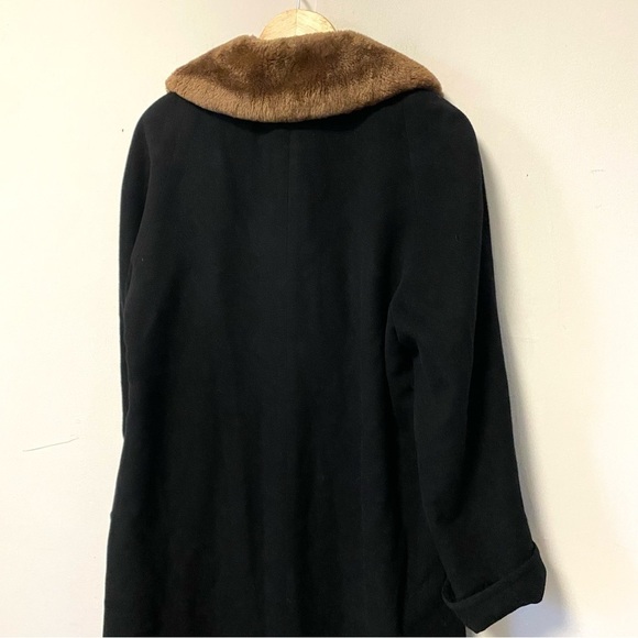 Vintage Camel Hair Opera Coat Black Fur Trimmed Overcoat Nordstrom Womens Medium - Picture 9 of 14